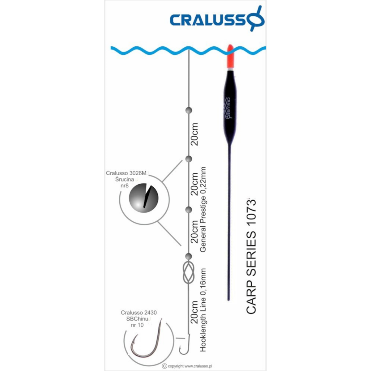 CRALUSSO SPŁAWIK 1073 CARP SERIES 0.60g Z KORPUSEM Z BALSY